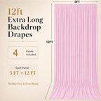 20x12 ft Pink Backdrop Curtains for Wedding, Party and Photo in 20FT(W) x 12FT(H) in Pink, alternate view 6