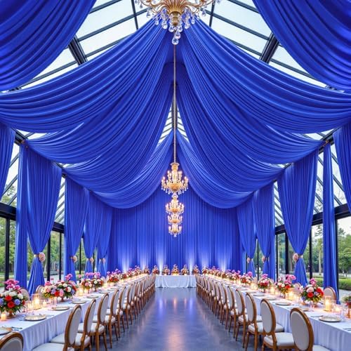 20x12 FT Royal Blue Backdrop Curtain for Parties Wrinkle Free Photo Backdrop Curtains Polyester Wedding Back, alternate view