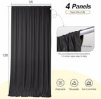 20x12ft Black Backdrop Curtains for Wedding, Wrinkle-Resistant in W5' x H12'(4 Panels) in Black, alternate view 3