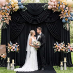 20x12ft Black Backdrop Curtains for Wedding, Wrinkle-Resistant in W5' x H12'(4 Panels) in Black, alternate view 6