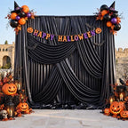 20x12FT Black Sequin Curtains Backdrop, Wrinkle Free Fabric for Halloween in 20x12FT