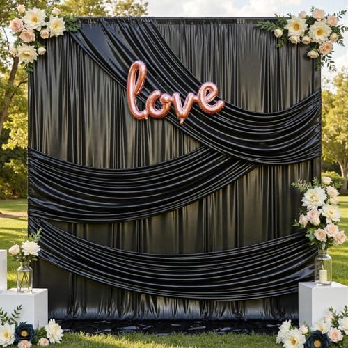 20x12FT Black Sequin Curtains Backdrop, Wrinkle Free Fabric for Halloween in 20x12FT, alternate view 2
