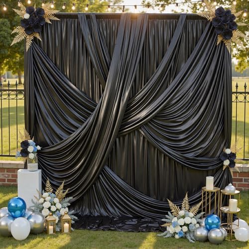 20x12FT Black Sequin Curtains Backdrop, Wrinkle Free Fabric for Halloween in 20x12FT, alternate view 3