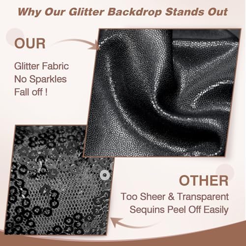 20x12FT Black Sequin Curtains Backdrop, Wrinkle Free Fabric for Halloween in 20x12FT, alternate view 4