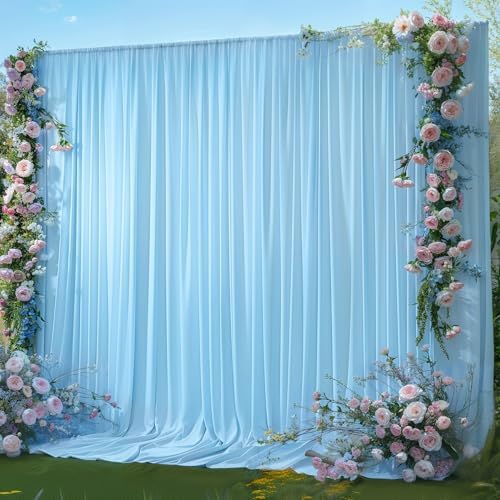 20x12ft Blue Backdrop Curtain Panels for Parties - Wrinkle Free Polyester Photo Curtain Backdrop Wedding Back