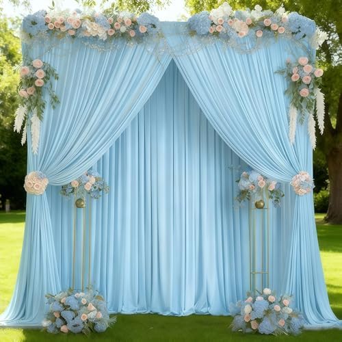 20x12ft Blue Backdrop Curtain Panels for Parties - Wrinkle Free Polyester Photo Curtain Backdrop Wedding Back, alternate view