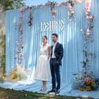 20x12ft Blue Backdrop Curtain Panels for Parties - Wrinkle Free Polyester Photo Curtain Backdrop Wedding Back, alternate view