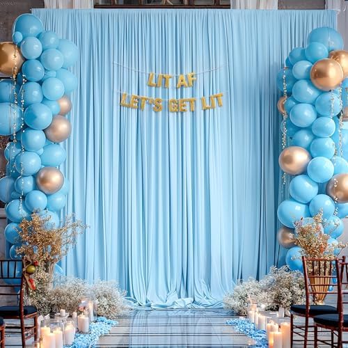 20x12ft Blue Backdrop Curtain Panels for Parties - Wrinkle Free Polyester Photo Curtain Backdrop Wedding Back, alternate view