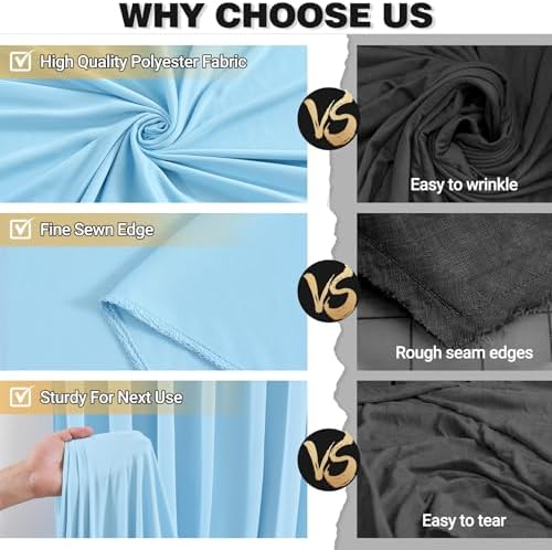 20x12ft Blue Backdrop Curtain Panels for Parties - Wrinkle Free Polyester Photo Curtain Backdrop Wedding Back, alternate view