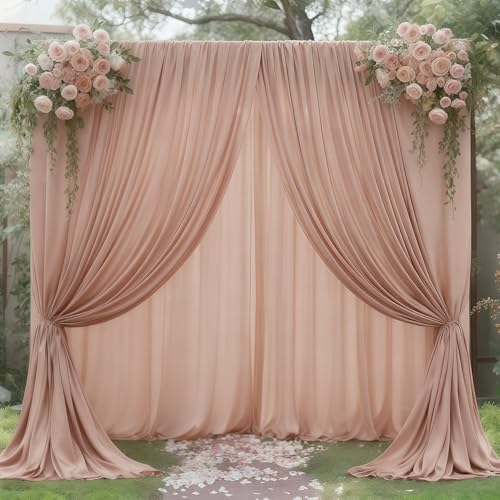 20x12ft Blush Nude Backdrop Curtain Panels for Parties - Wrinkle Free Polyester Photo Curtain Backdrop Wedding