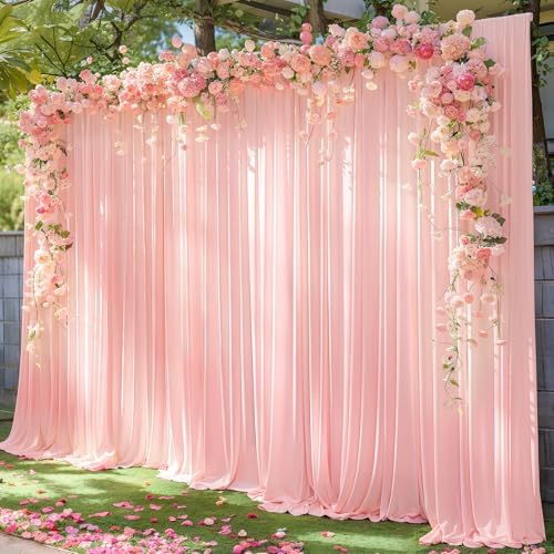 20x12ft Blush Pink Backdrop Curtain Panels for Parties - Wrinkle Free Polyester Photo Curtain Backdrop Wedding