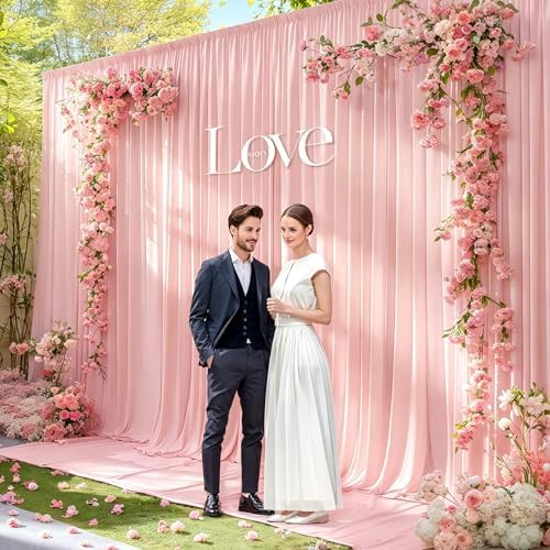 20x12ft Blush Pink Backdrop Curtain Panels for Parties - Wrinkle Free Polyester Photo Curtain Backdrop Wedding, alternate