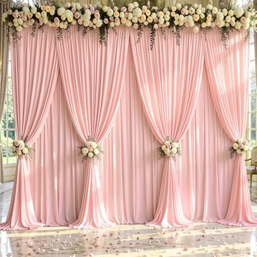 20x12ft Blush Pink Backdrop Curtain Panels for Parties - Wrinkle Free Polyester Photo Curtain Backdrop Wedding, alternate