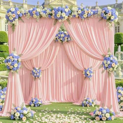 20x12ft Blush Pink Backdrop Curtain Panels for Parties - Wrinkle Free Polyester Photo Curtain Backdrop Wedding, alternate
