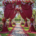 20x12ft Burgundy Backdrop Curtain Panels for Parties - Wrinkle Free Polyester Photo Curtain Backdrop Wedding, alternate view