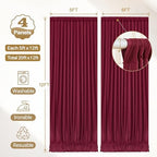 20x12ft Burgundy Backdrop Curtain Panels for Parties - Wrinkle Free Polyester Photo Curtain Backdrop Wedding, alternate view