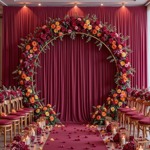 20x12ft Burgundy Backdrop Curtain Panels for Parties - Wrinkle Free Polyester Photo Curtain Backdrop Wedding, alternate view