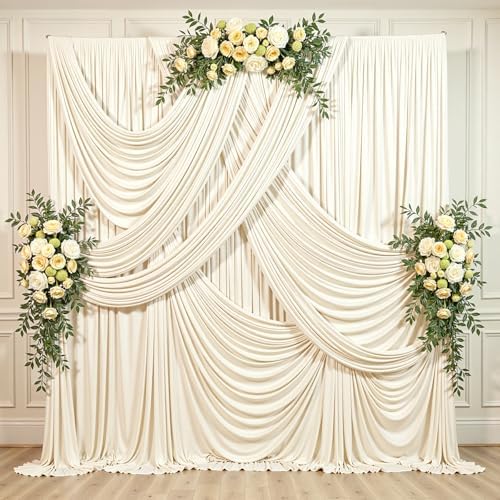 20x12ft Champagne Backdrop Curtains for Parties Wrinkle Free Fabric Backdrop Curtain Wedding Photo Drapes, alternate view 5
