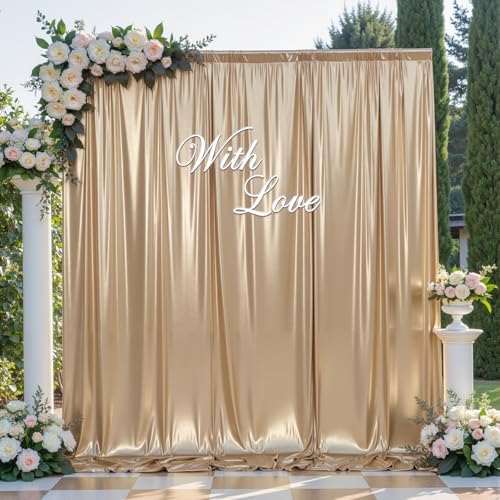 20x12FT Champagne Sequin Backdrop Curtain-4 Panels of 5x12FT Wrinkle-Free Glitter Drapes for Photography