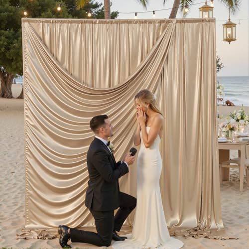 20x12FT Champagne Sequin Backdrop Curtain-4 Panels of 5x12FT Wrinkle-Free Glitter Drapes for Photography, alternate view 2