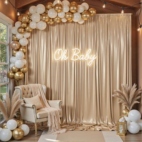 20x12FT Champagne Sequin Backdrop Curtain-4 Panels of 5x12FT Wrinkle-Free Glitter Drapes for Photography, alternate view 5