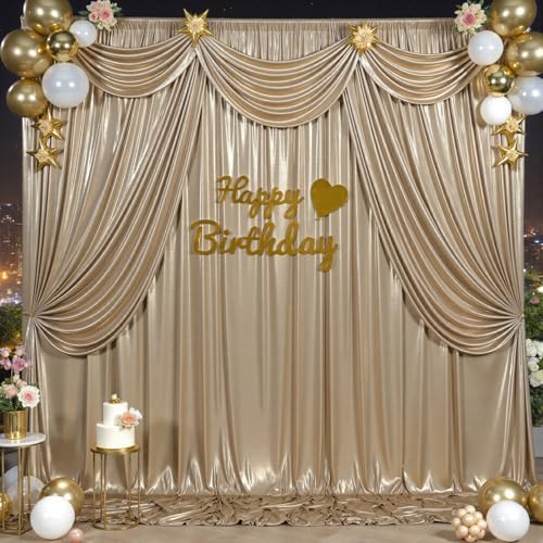 20x12FT Champagne Sequin Curtains Backdrop, Wrinkle Free Drop for Wedding in 20x12FT, alternate view 2
