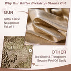 20x12FT Champagne Sequin Curtains Backdrop, Wrinkle Free Drop for Wedding in 20x12FT, alternate view 3