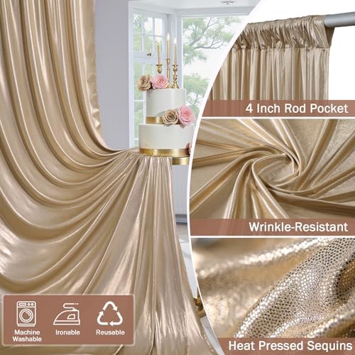 20x12FT Champagne Sequin Curtains Backdrop, Wrinkle Free Drop for Wedding in 20x12FT, alternate view 4