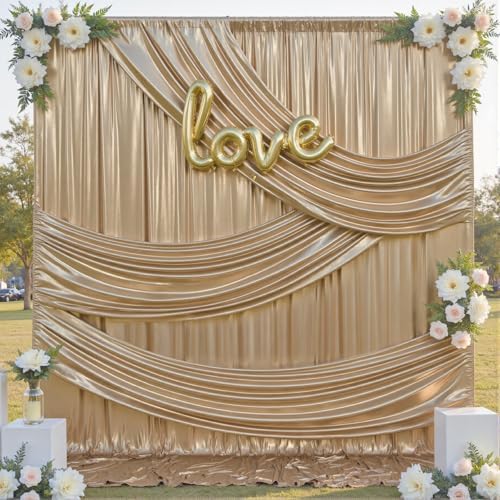20x12FT Champagne Sequin Curtains Backdrop, Wrinkle Free Drop for Wedding in 20x12FT, alternate view 5