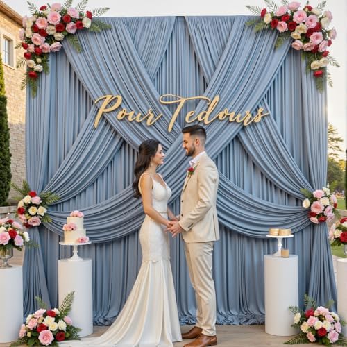 20x12ft Dusty Blue Backdrop Curtain for Wedding Parties, 4 Panels (5x12 ft Each) Wrinkle-Free Dackdrop Curtains, alternate