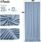 20x12ft Dusty Blue Backdrop Curtain for Wedding Parties, 4 Panels (5x12 ft Each) Wrinkle-Free Dackdrop Curtains, alternate