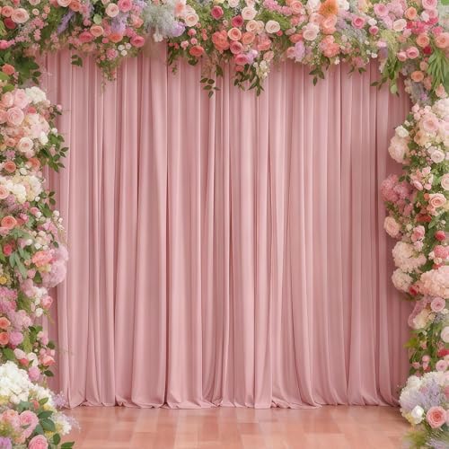 20x12ft Dusty Rose Backdrop Curtain Panels for Parties - Wrinkle Free Polyester Photo Curtain Backdrop Wedding