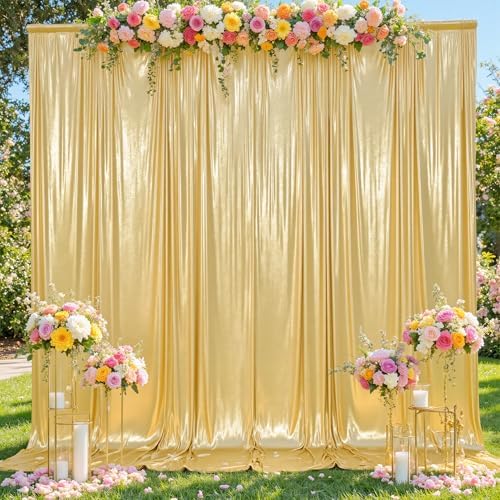 20x12ft Glitter Gold Backdrop Curtains, Sequin Curtains Wrinkle Free Polyester Drapes, Shimmer Back Drop