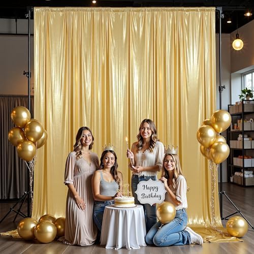 20x12ft Glitter Gold Backdrop Curtains, Sequin Curtains Wrinkle Free Polyester Drapes, Shimmer Back Drop, alternate view 5