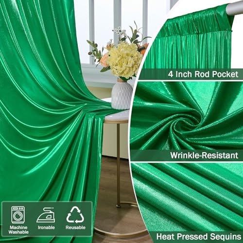 20x12FT Green Sequin Curtains Backdrop, Wrinkle Free Back Drop for Wedding in 20x12FT, alternate view 4