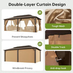 20x12FT Hardtop Gazebo with 72FT Solar String Lights Brown in 20x12FT, alternate view 5