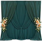20x12ft Hunter Green Backdrop Curtains for Parties Wrinkle Free Fabric Backdrop Curtain Birthday Photo Drapes, alternate view
