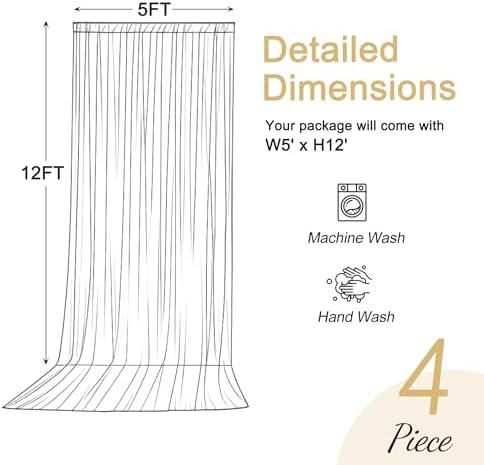 20x12ft Ivory Backdrop Curtains, Wrinkle Free Fabric Drapes for Backdrop, Cream Photo Backdrop Drapes for, alternate view 4
