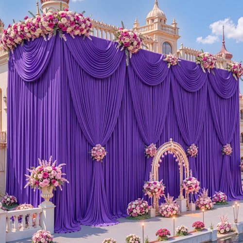20x12ft Purple Backdrop Curtains for Baby Shower Parties Wrinkle Free Fabric Backdrop Curtain Wedding Photo, alternate view 2
