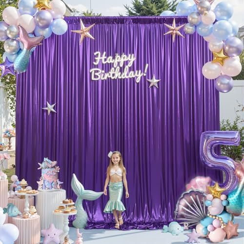 20x12FT Purple Sequin Curtains Backdrop, Wrinkle Free Fabric for Halloween in 20x12FT, alternate view 2