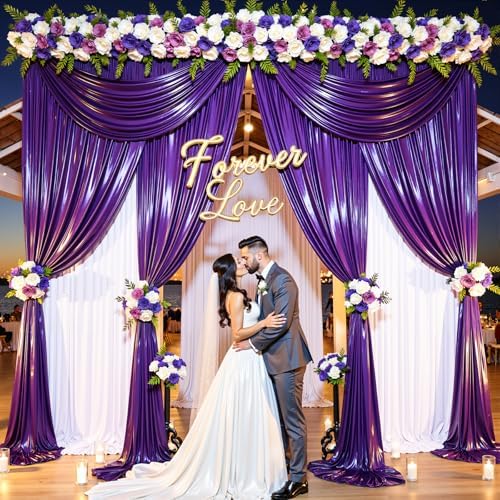 20x12FT Purple Sequin Curtains Backdrop, Wrinkle Free Fabric for Halloween in 20x12FT, alternate view 5