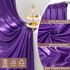 20x12FT Purple Sequin Curtains Backdrop, Wrinkle Free Fabric for Halloween in 20x12FT, alternate view 7