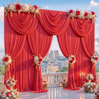20x12ft Red Backdrop Curtains for Parties Wrinkle Free Fabric Backdrop Curtain Birthday Photo Drapes Backdrop, alternate view