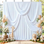20x12ft White Backdrop Curtains for Parties Wrinkle Free Fabric Backdrop Curtain Wedding Photo Drapes Backdrop