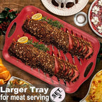 20x13 inch Extra Large Serving Tray with Handles, Set of 2, Red in 20"L x 13"W x 1.2"H in Red, alternate view 2