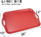 20x13 inch Extra Large Serving Tray with Handles, Set of 2, Red in 20"L x 13"W x 1.2"H in Red, alternate view 3