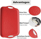 20x13 inch Extra Large Serving Tray with Handles, Set of 2, Red in 20"L x 13"W x 1.2"H in Red, alternate view 4