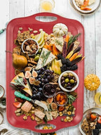 20x13 inch Extra Large Serving Tray with Handles, Set of 2, Red in 20"L x 13"W x 1.2"H in Red, alternate view 6