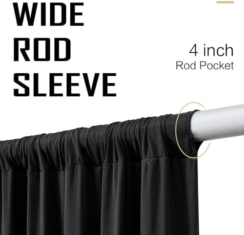 20x15 ft Black Backdrop Curtain for Weddings & Parties - 4-Panel Wrinkle-Free Polyester Drape, 15 FT Long for, alternate view