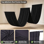 20x15 ft Drapes for Backdrop, Black Curtains for Wedding, Halloween Party in 5ft(W)x15ft(H)_4 Panels in Black, alternate view